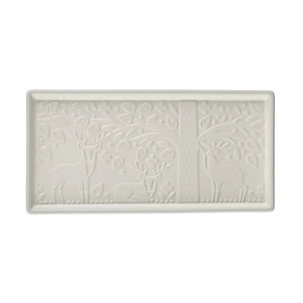 Tácka na servírovanie In the forest, biela, 30 x 14,5 cm – jeleň