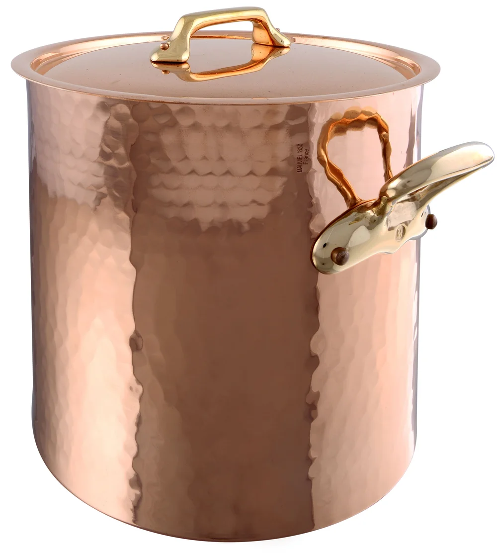 Vysoký medený hrniec s bronzovými uchami a pokrievkou M’Tradition, Ø 36 cm / 36 l