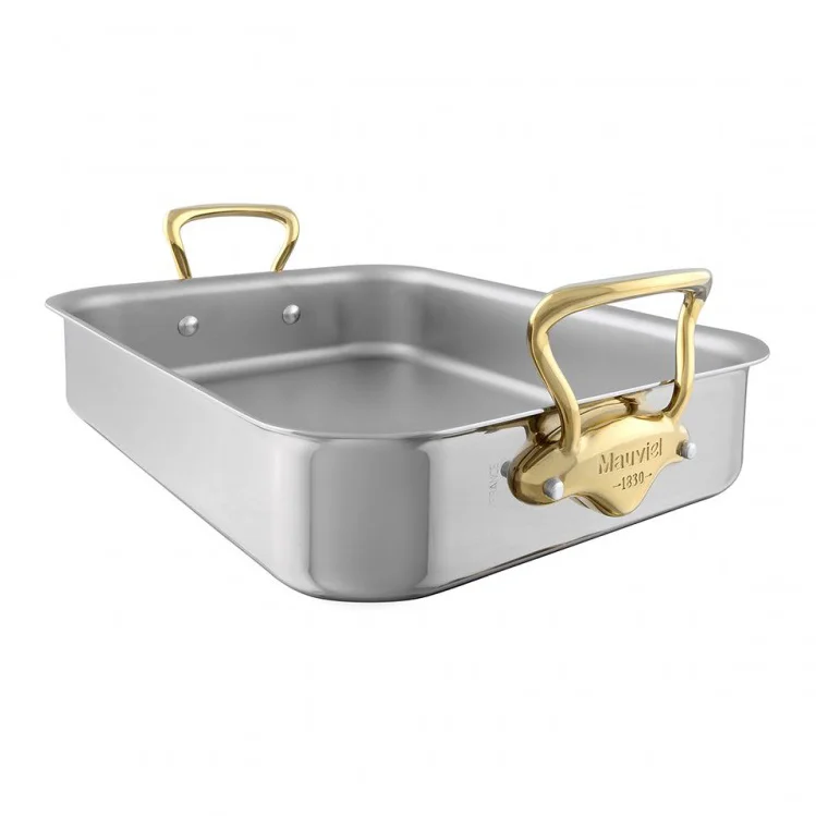 Nerezový pekáč s bronzovými uchami, 40 x 30 cm