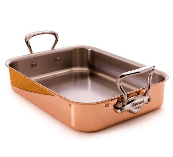 Medený pekáč s nerezovými uchami a roštom, M’héritage 150 S, 30 x 22 cm