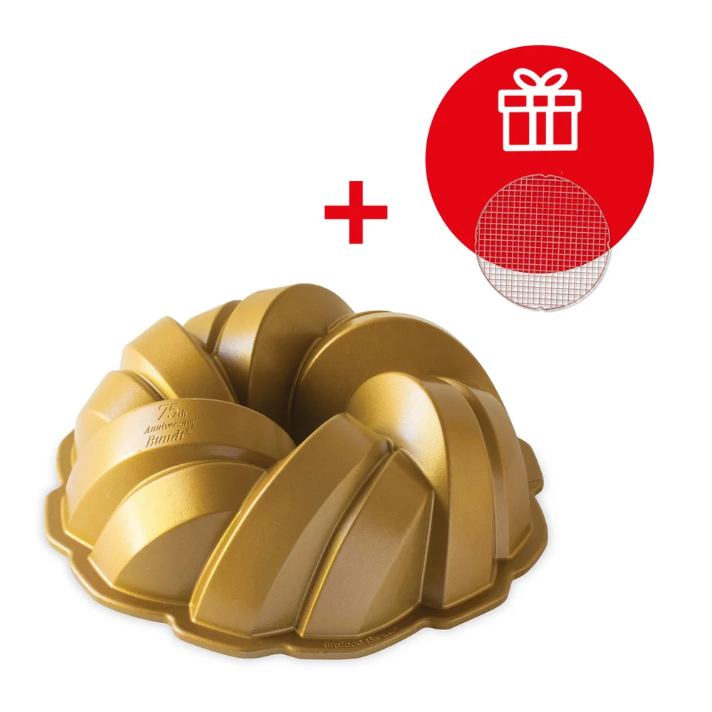 Forma na bábovku 75. Anniversary Prepletená, zlatá, 2,84 l