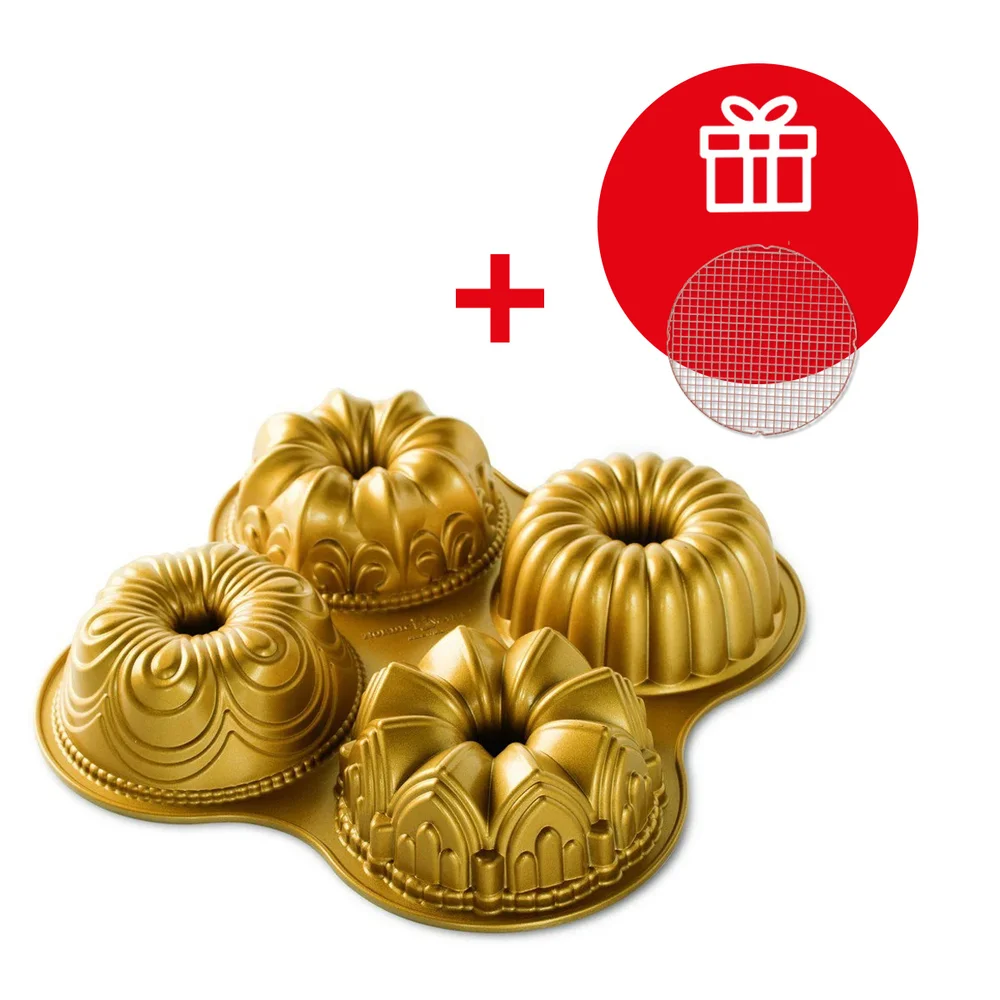 Forma na mini bábovky mix, 37,5 x 37,5 cm, zlatá