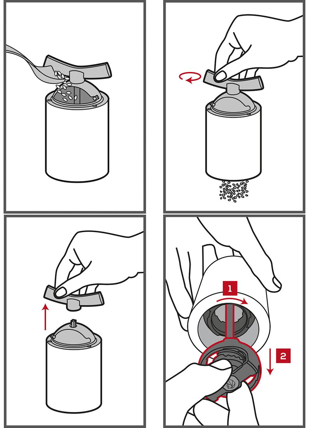 Mlynček na ľanové semienko Isen, 13 cm + nerezová lyžička a kefka