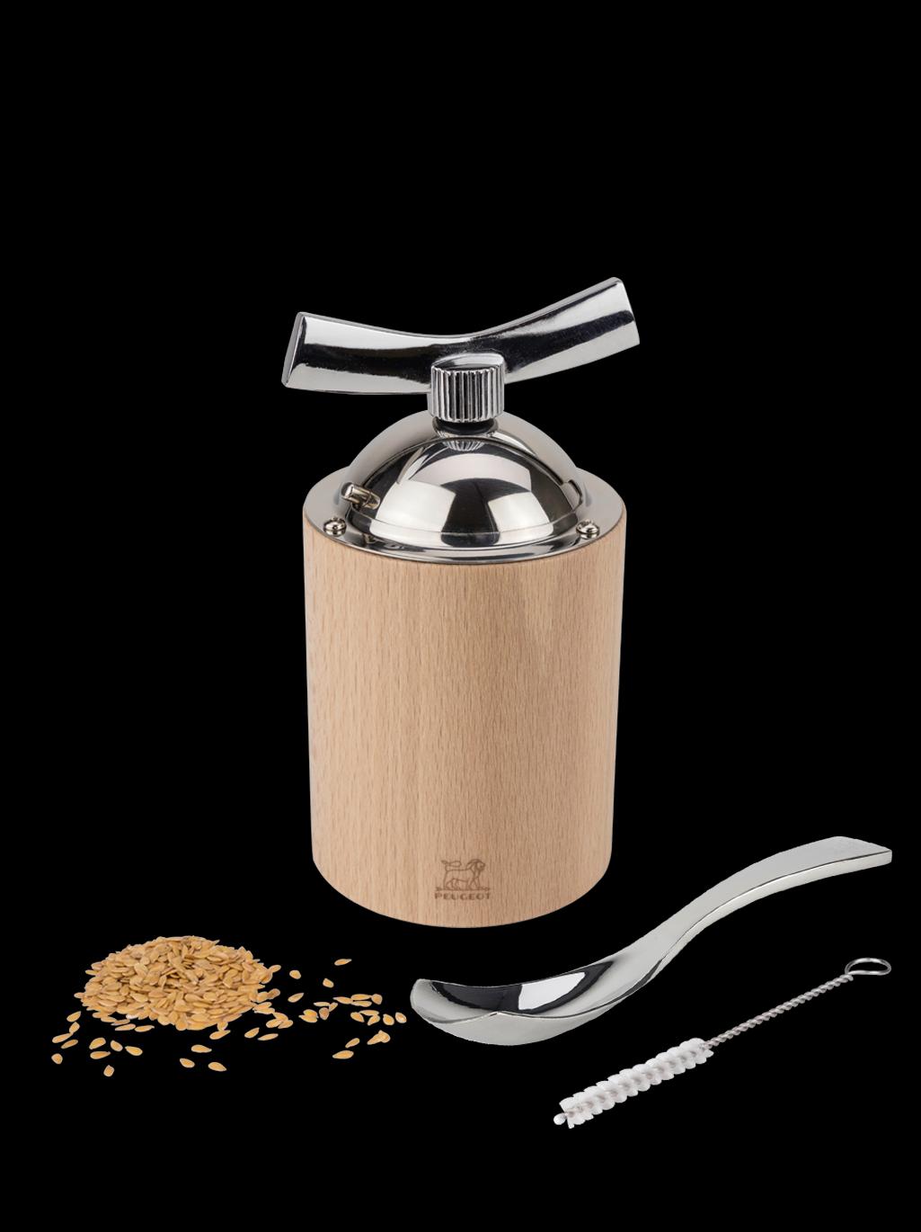 Mlynček na ľanové semienko Isen, 13 cm + nerezová lyžička a kefka