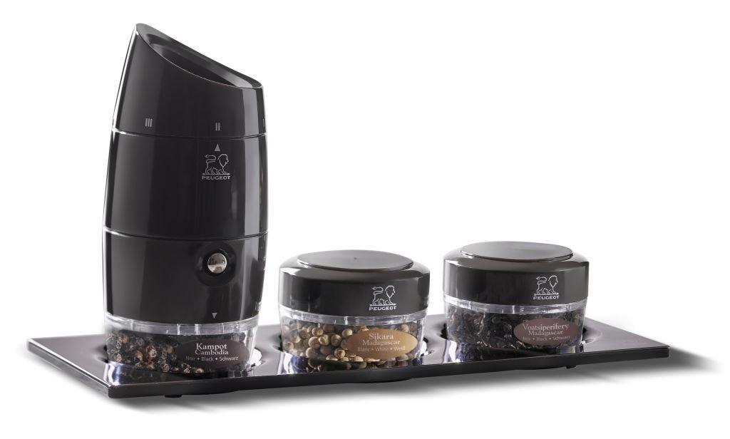 PEUGEOT ZANZIBAR multi mlýnek na pepř 12 cm + tři druhy pepře černý/akryl(EOL)