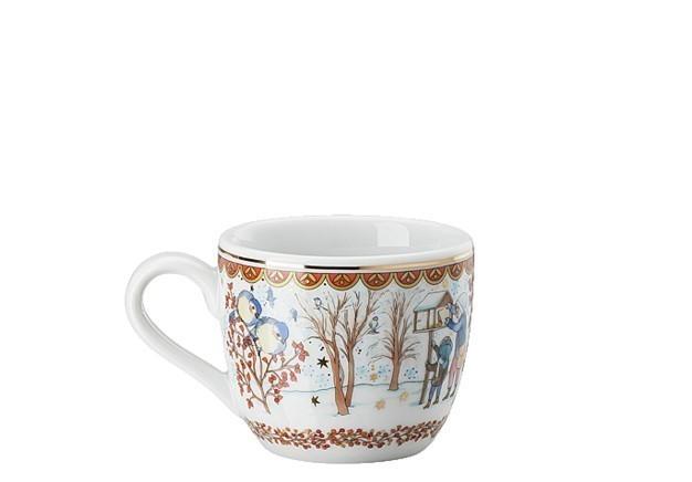 Porcelánový Vianočná šálka na espresso s tanierikom, Vianočné darčeky, 0,08 l / 12 cm