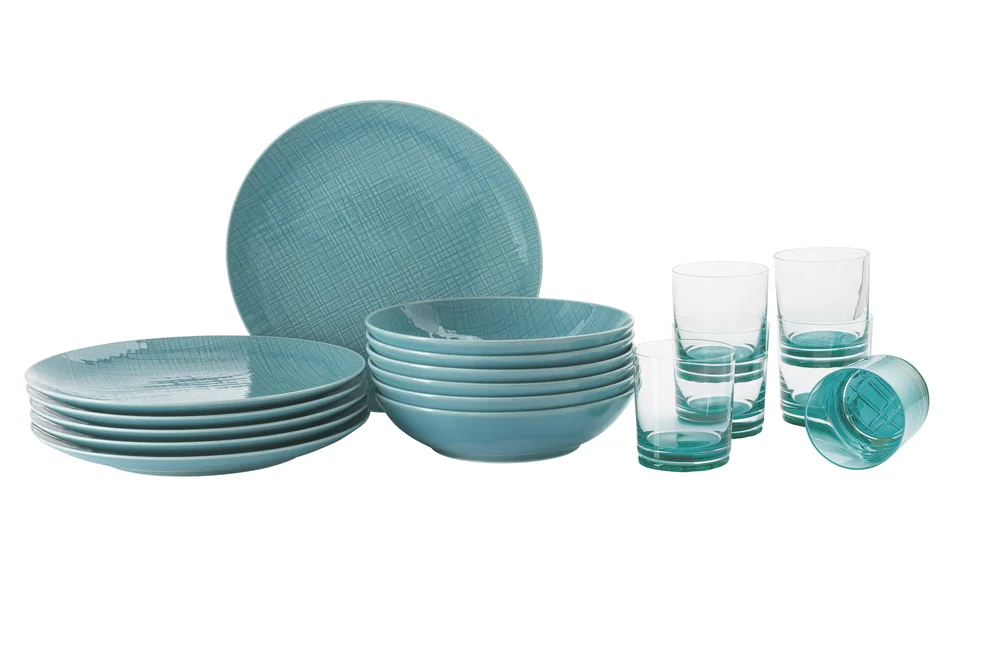 Jedálenská súprava Mesh Aqua, 12 ks