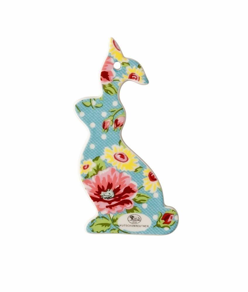 RS Springtime Flowers Turkis Ozdoba velikonoční zajíček  8,5x4,5 cm (EOL)