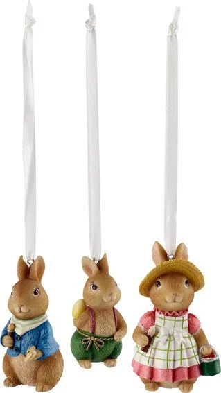 Spring Fantasy veľkonočná závesná dekorácia, zajačikovia Max, Paul a Anna