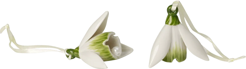 Mini Flower Bells súprava 2 ks porcelánových zvončekov, snežienky