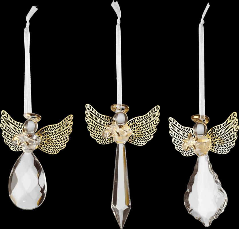 V&B WintCollageAcc Závěsná dekorace skleněná Anděl, set 3ks