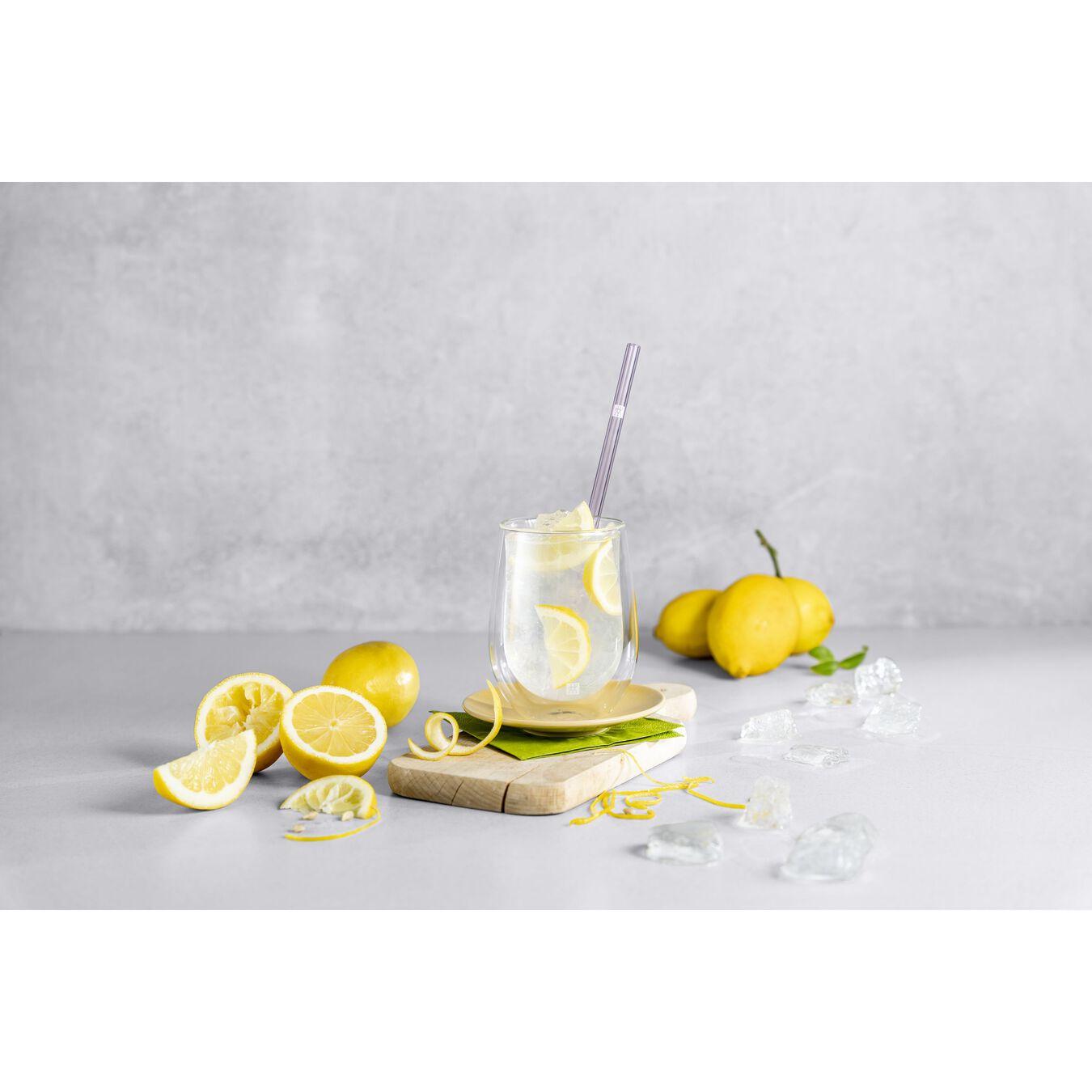 Rovná sklenená slamka s kefkou , 4 ks