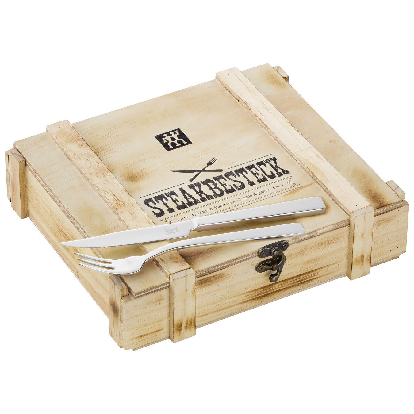 Steakové príbory Specials v drevenej krabičke, 12 ks