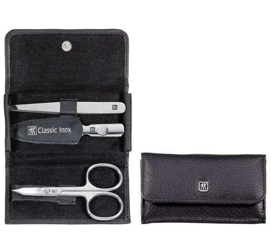 Zwilling BT Classic INOX manikúra 3 ks kůže černá (pinzeta, pilník, nůžky 2v1) (EOL)
