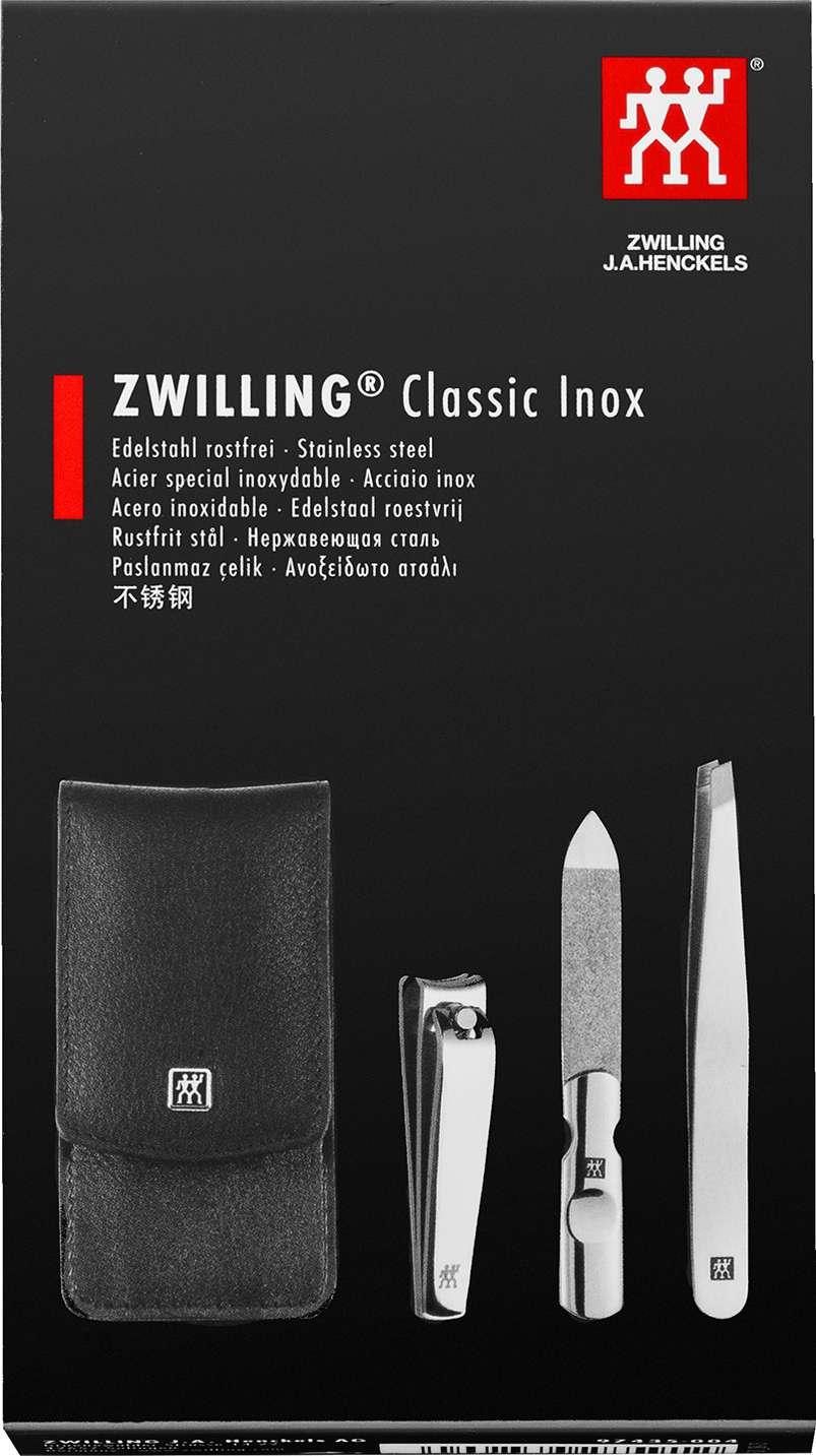 Zwilling BT Classic INOX manikúra 3 ks kůže černá (pinzeta, pilník, štípátko)