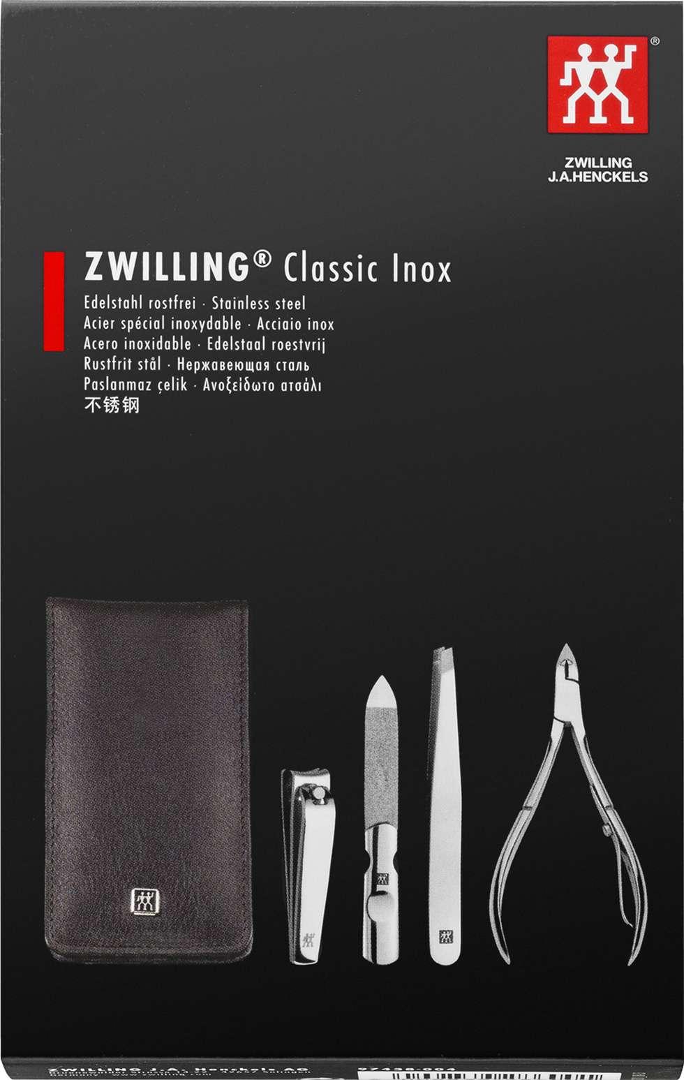 Zwilling BT Classic INOX manikúra 4 ks kůže černá (štípátko, kleštičky)