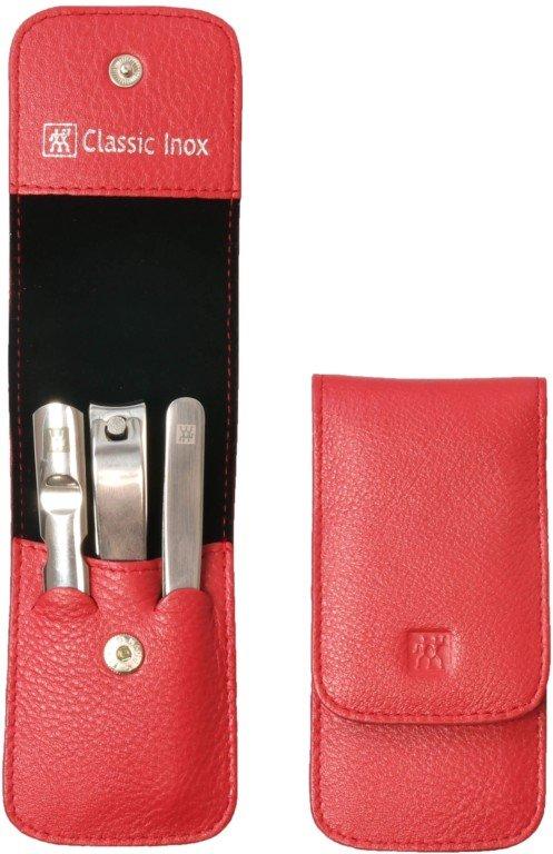 Zwilling BT Classic INOX manikúra červená kůže 3ks (štípátko, pilník, pinzeta) (EOL)