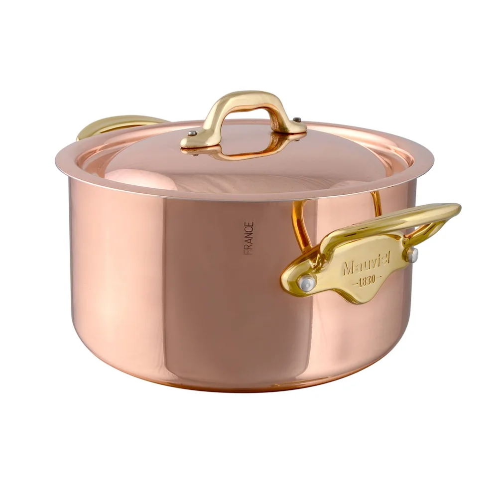 Medený hrniec s bronzovými úchytmi a pokrievkou, M'Héritage 150 B, 24 cm / 6,0 l