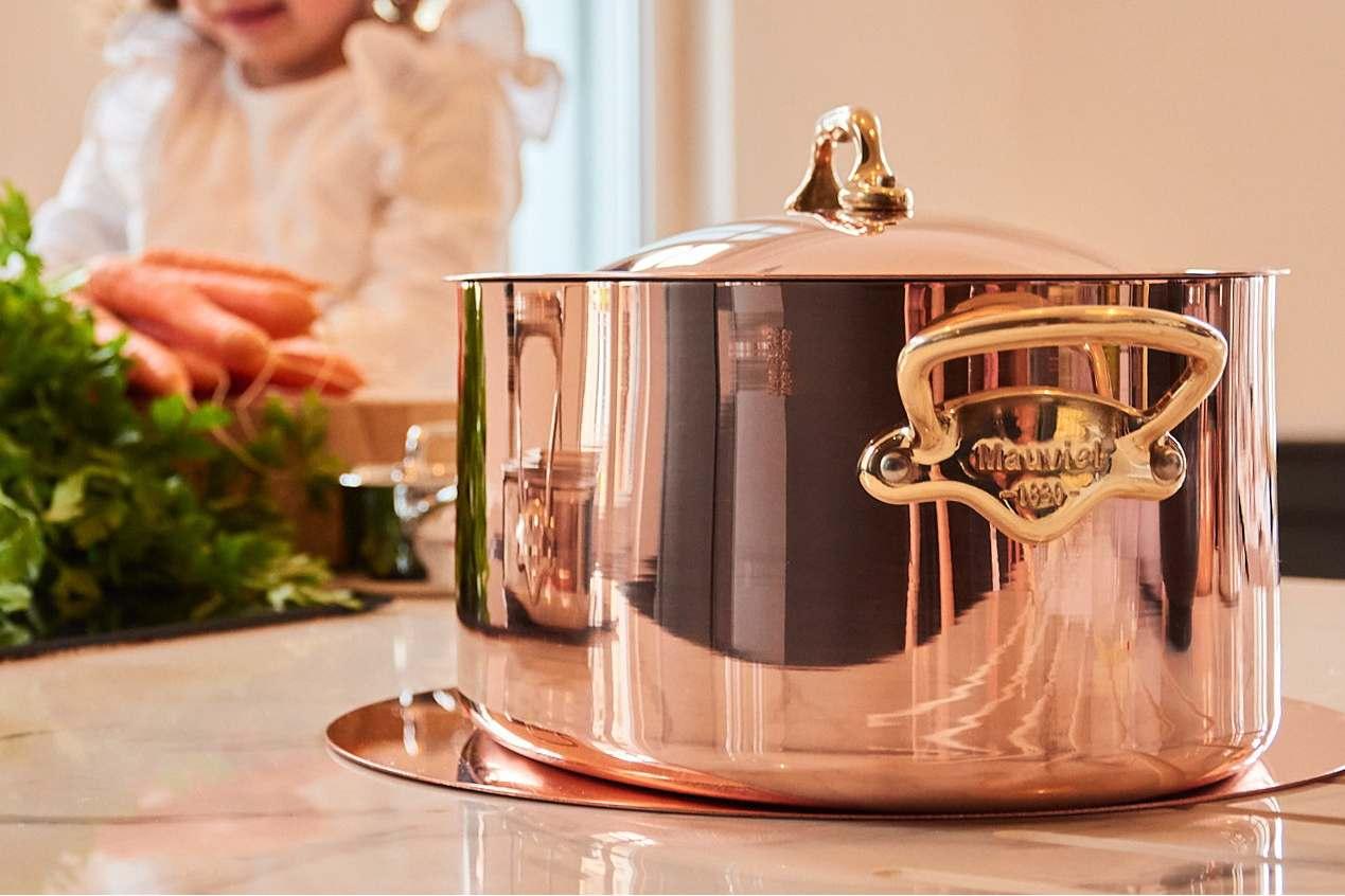 Medený hrniec s bronzovými úchytmi a pokrievkou, M'Héritage 150 B, 24 cm / 6,0 l