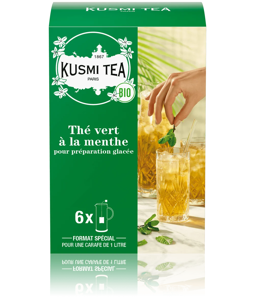 KUSMI TEA Organic Zelený čaj s mátou krabička s 6ti sáčky 48g  (EOL)