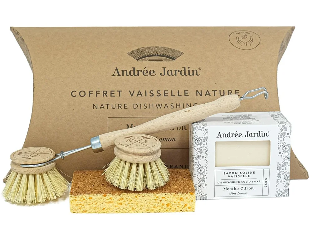 Súprava na umývanie riadu zero waste, mydlo mäta / citrón