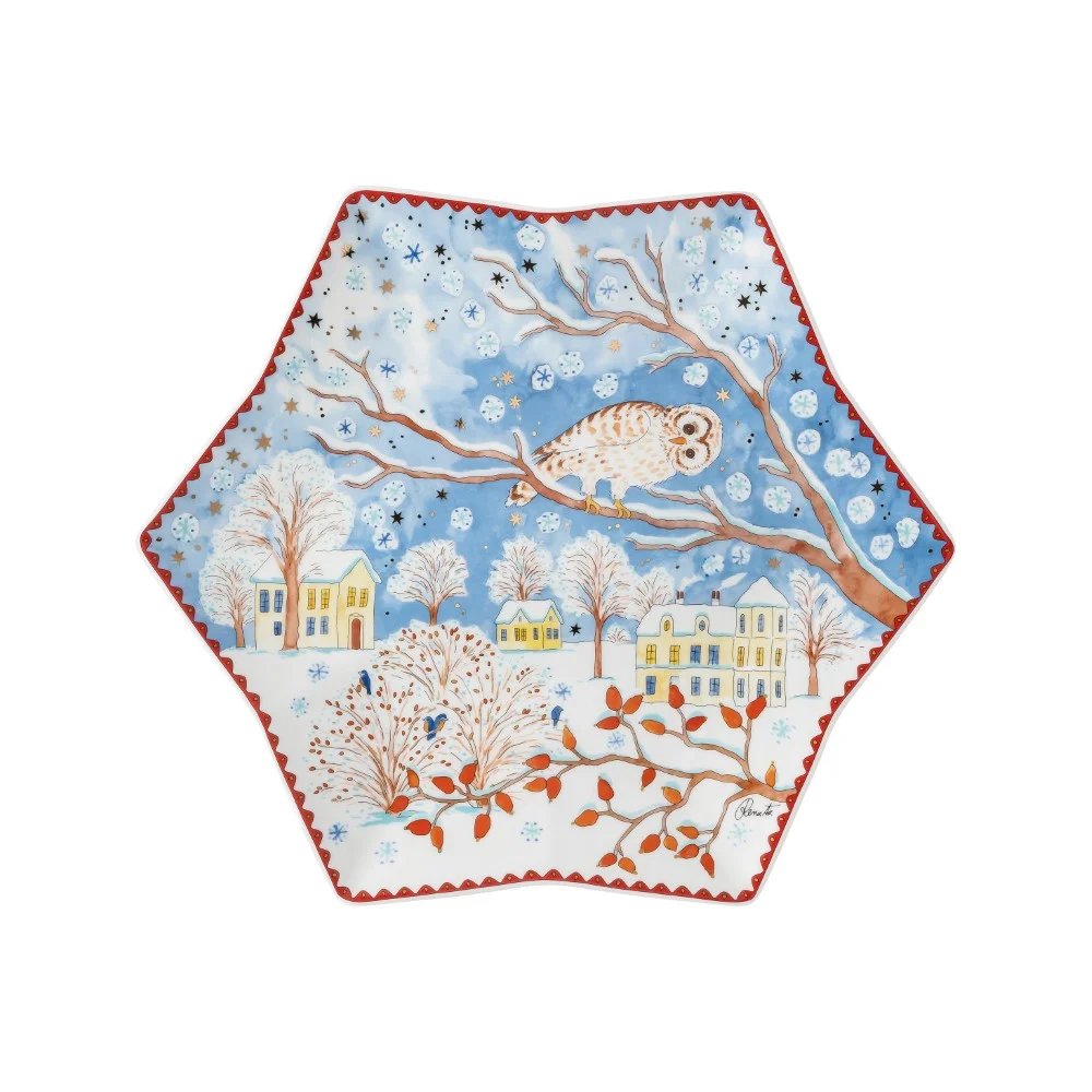 Veľký vianočný tanier v tvare hviezdy, Štedrý večer, Ø 34 cm