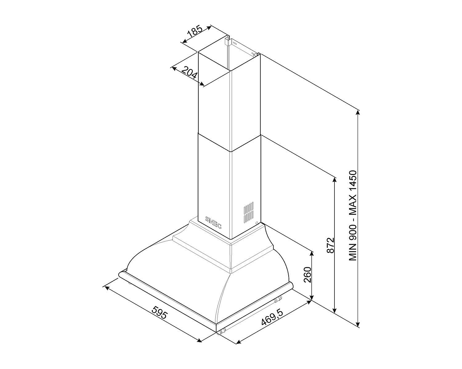 Komínový odsávač pár Cortina, šírka 60 cm, krémová