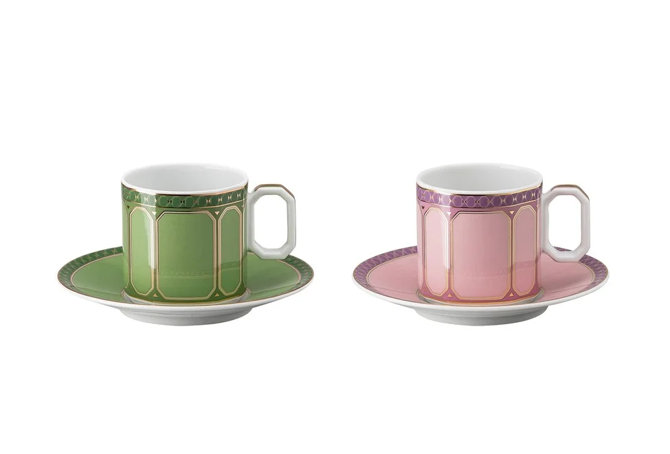 Sada espresso šálka s podšálkou Swarovski Signum Fern + Rose, 4 ks