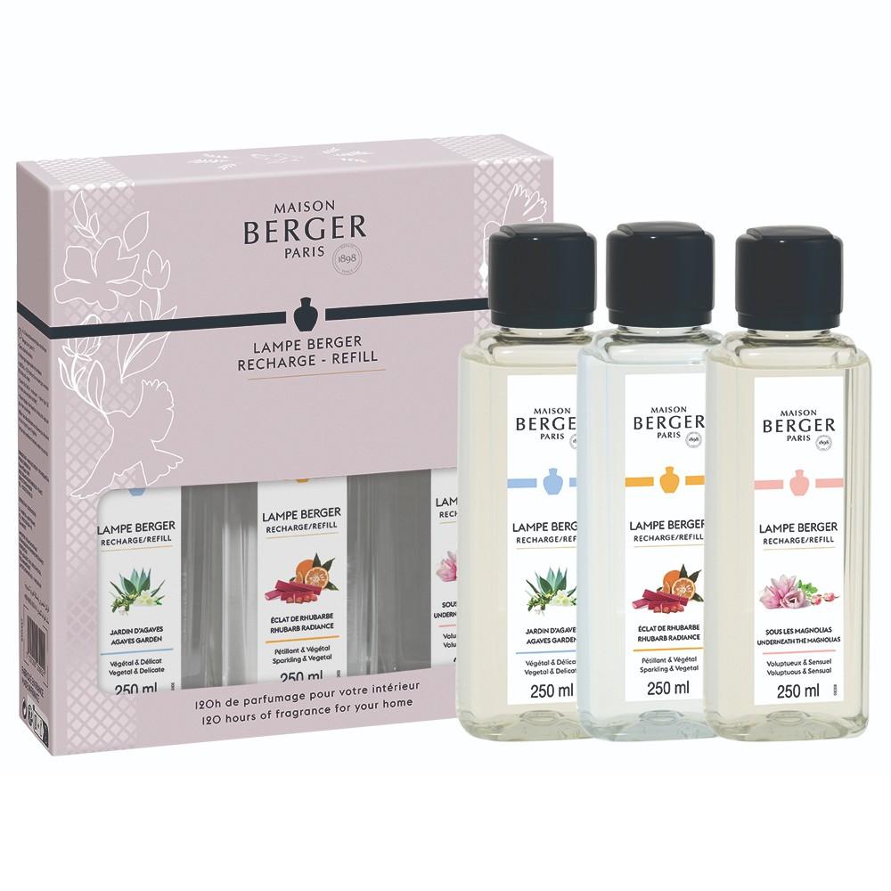 Náplne do katalytických lámp: Žiarivá rebarbora, Pod magnóliami, Agávová záhrada, 3x250 ml