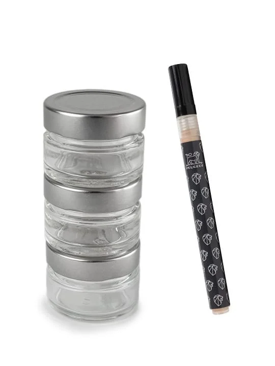 Sada 3 zásobníkov na čierne korenie pre mlynček Maestro + popisovač