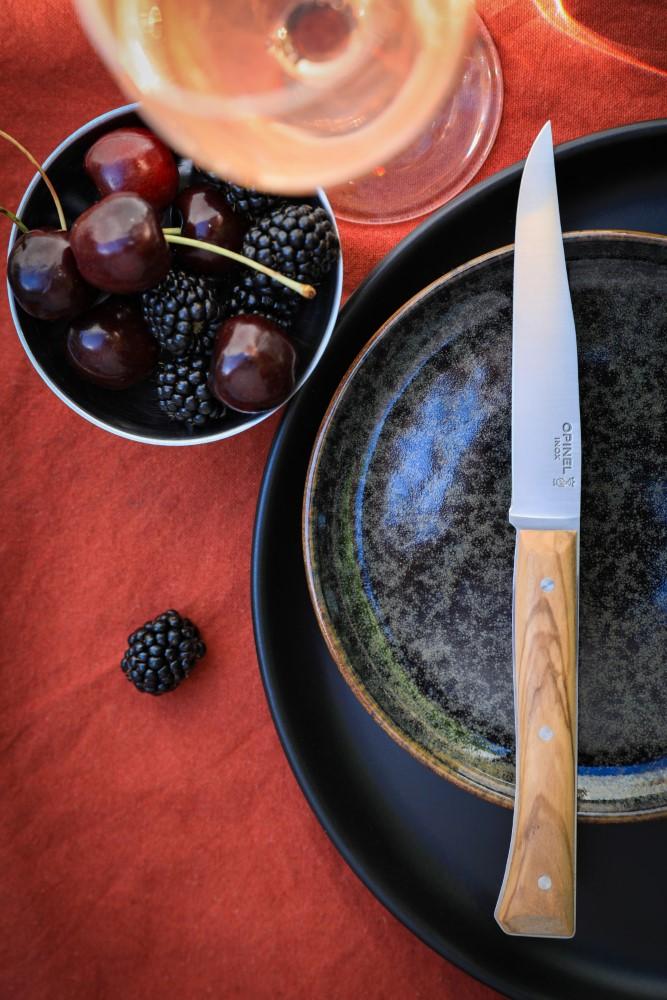 Sada stolných nožov Facette, hladká čepeľ, oliva, 4 ks