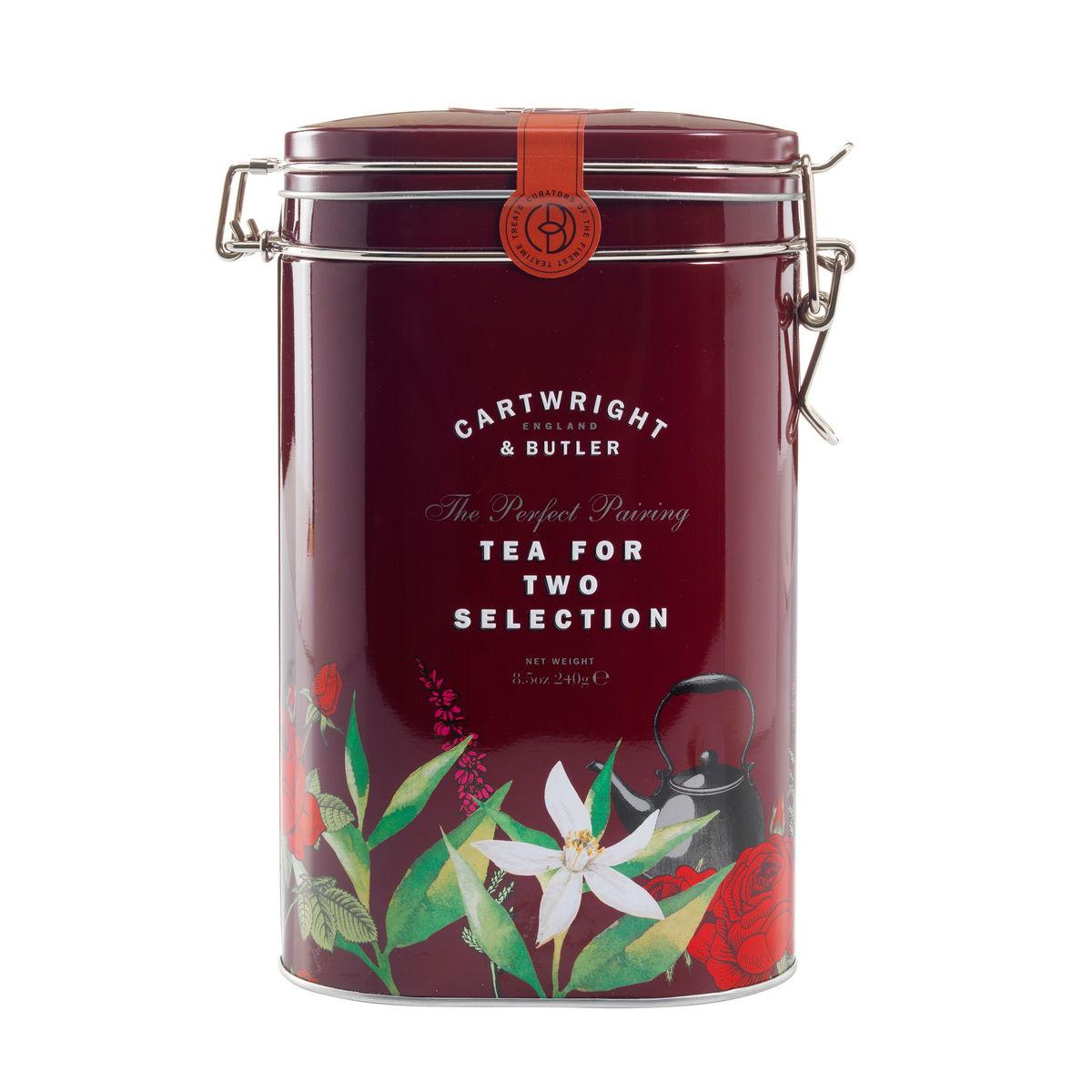 CARTWRIGHT & BUTLER Čajová sada pro dva s mandlovými sušenkami v kovové dóze 240g