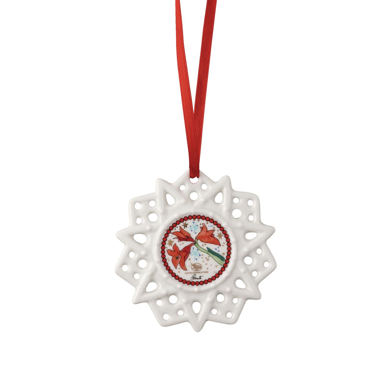 Porcelánová ozdoba Vločka, motív Straka, Christmas Sounds, Ø 7,5 cm