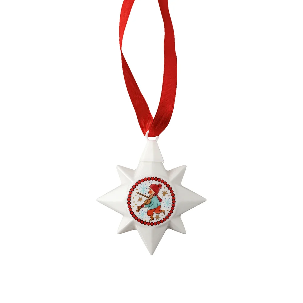 Porcelánová mini hviezda motív Husle, Christmas Sounds, Ø 6,5 cm