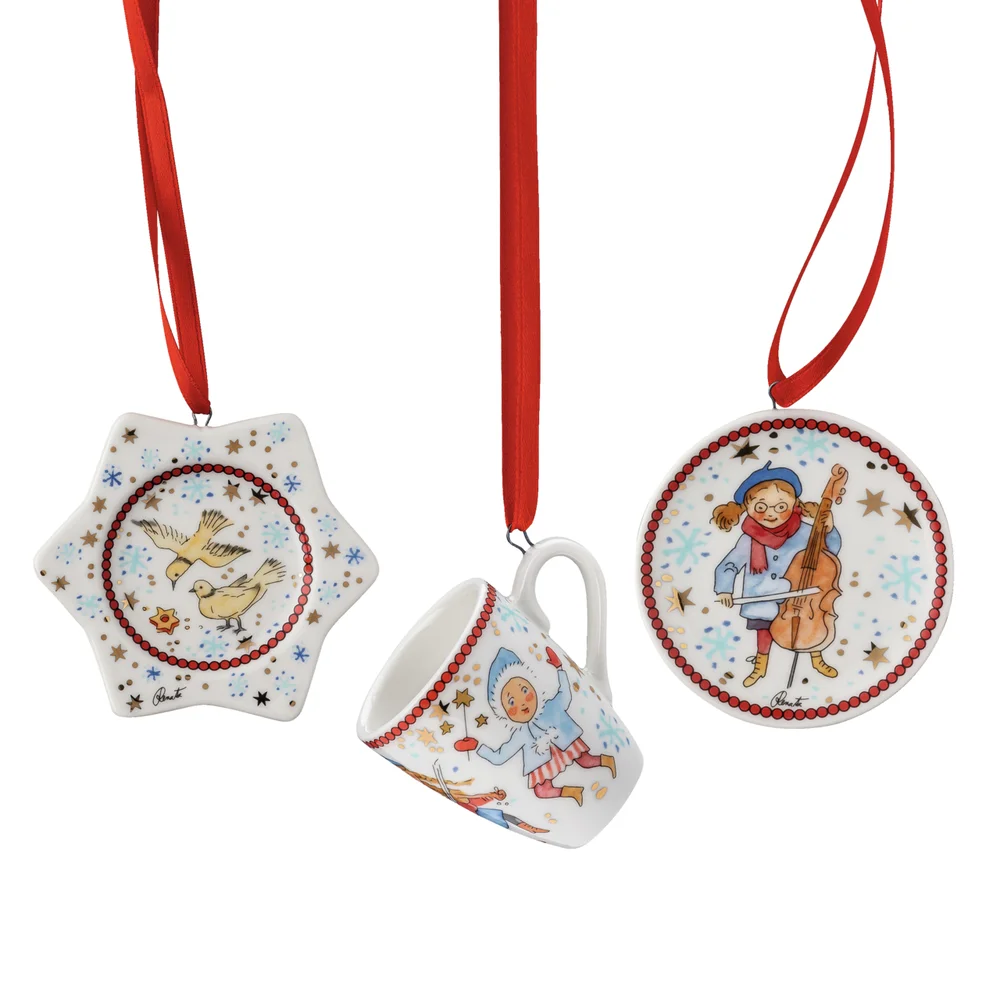 Vianočná sada 3 porcelánové mini ozdoby, Christmas Sounds, 6 cm