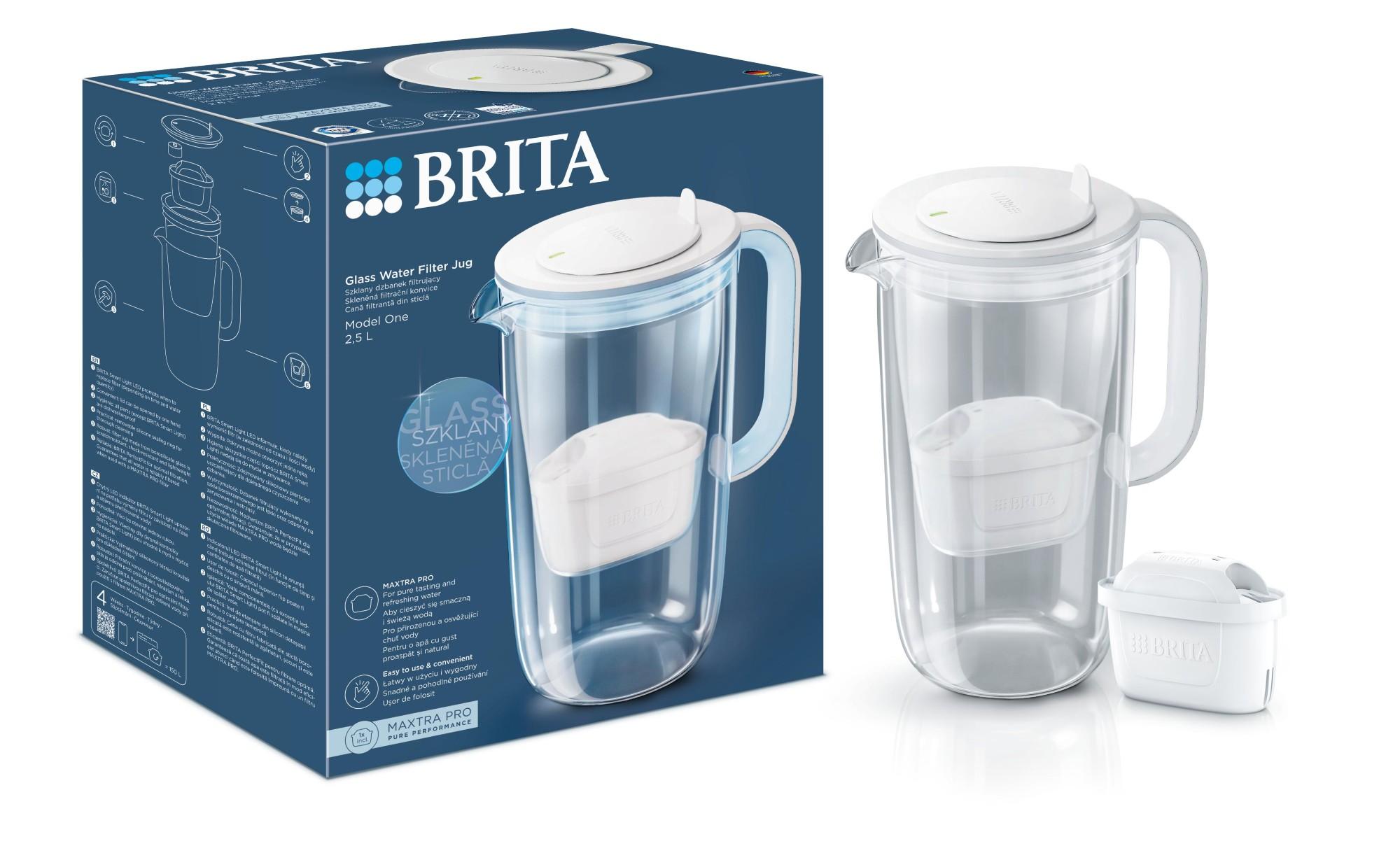 Sklenená filtračná kanvica Glass Jug, 2,5 l, svetlo modrá