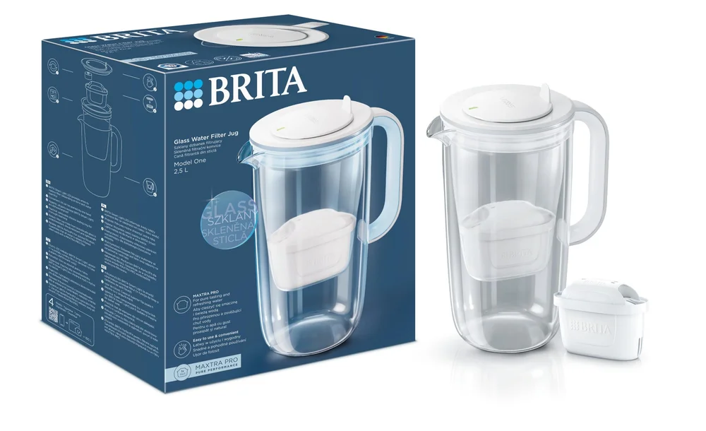 Sklenená filtračná kanvica Glass Jug, 2,5 l, svetlo modrá