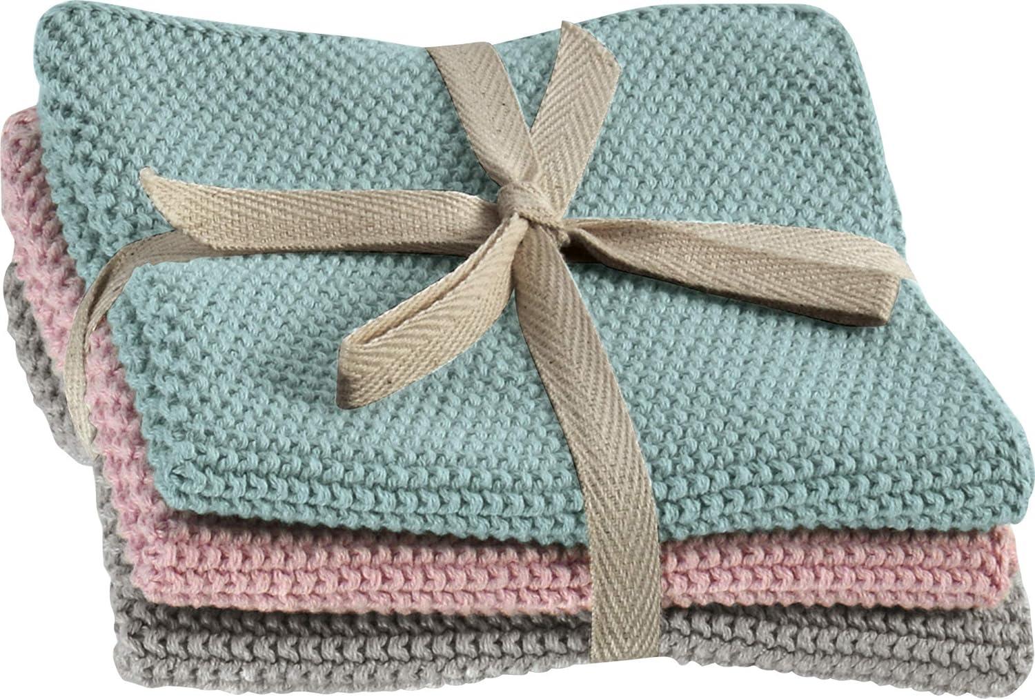 Sada 3 rôznofarebných handričiek na riad Kitchen Friends, 25 x 25 cm, fog green