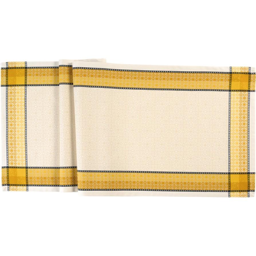 Žakárový behúň na stôl Luca, 47 x 150 cm, saffron