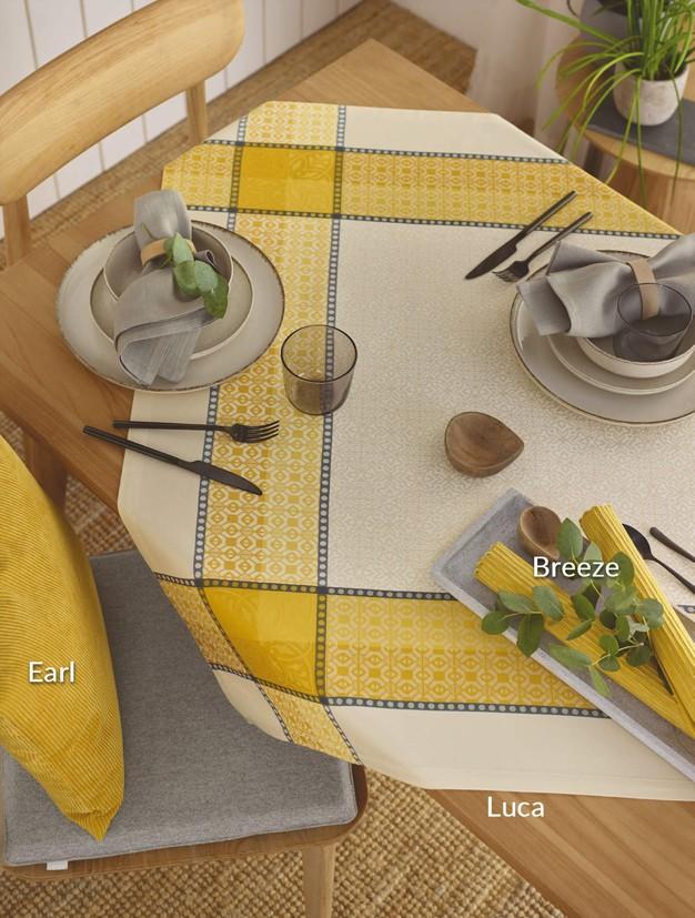 Žakárový behúň na stôl Luca, 47 x 150 cm, saffron