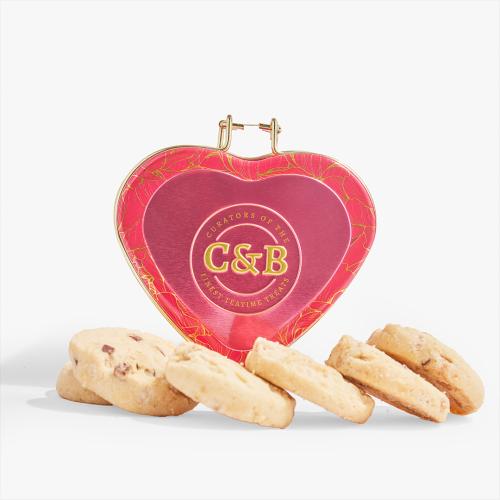 With Love sušienky s jahodami a bielou čokoládou, darčeková kovová dóza v tvare srdca, 150 g