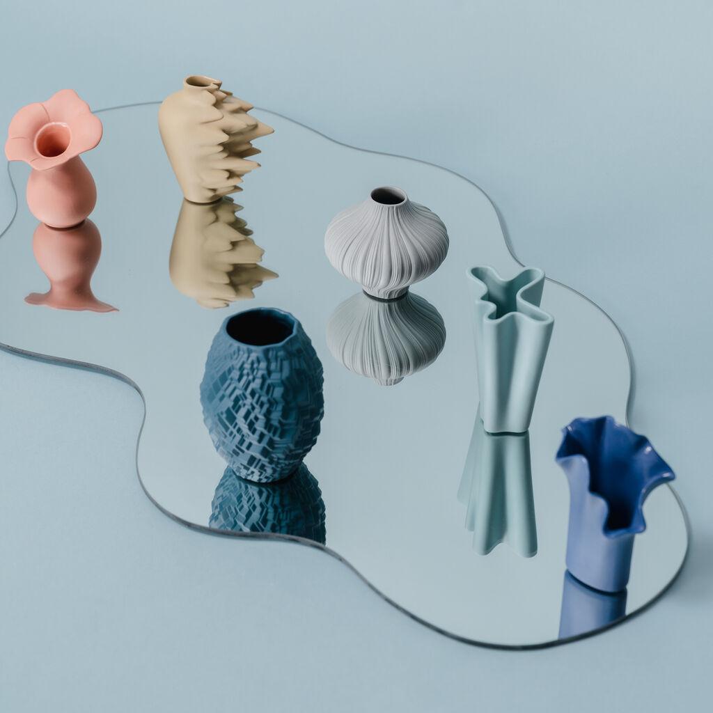 Mini váza Plissée, 7 cm, Lava sivá