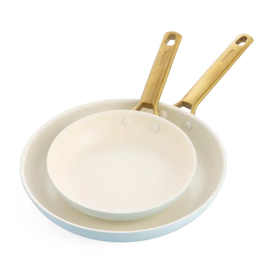 Sada 2 nepriľnavých keramických panvíc Padova 20 + 26 cm, svetlo modrá