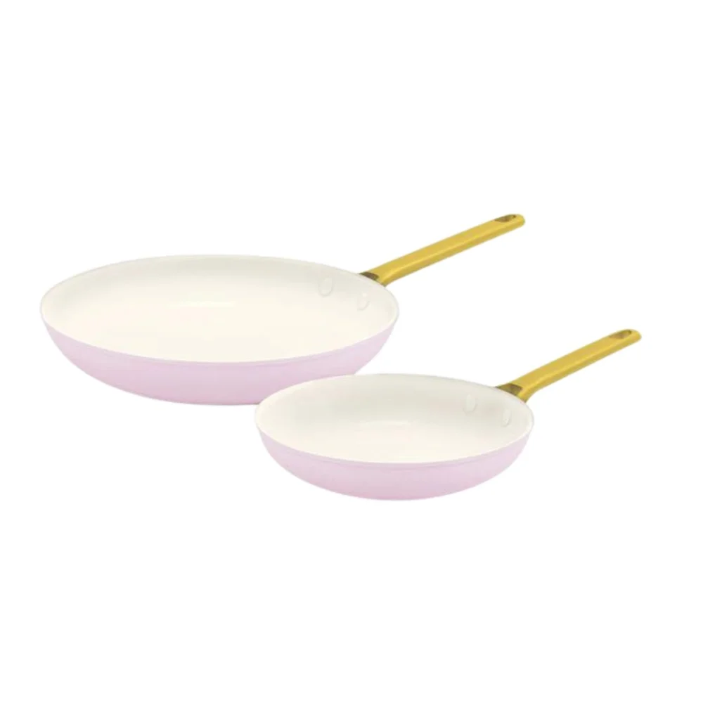 Sada 2 nepriľnavých keramických panvíc Padova 20 + 26 cm, pastelovo ružová