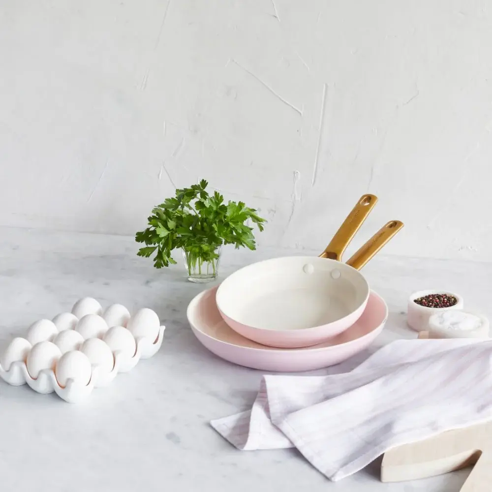 Sada 2 nepriľnavých keramických panvíc Padova 20 + 26 cm, pastelovo ružová