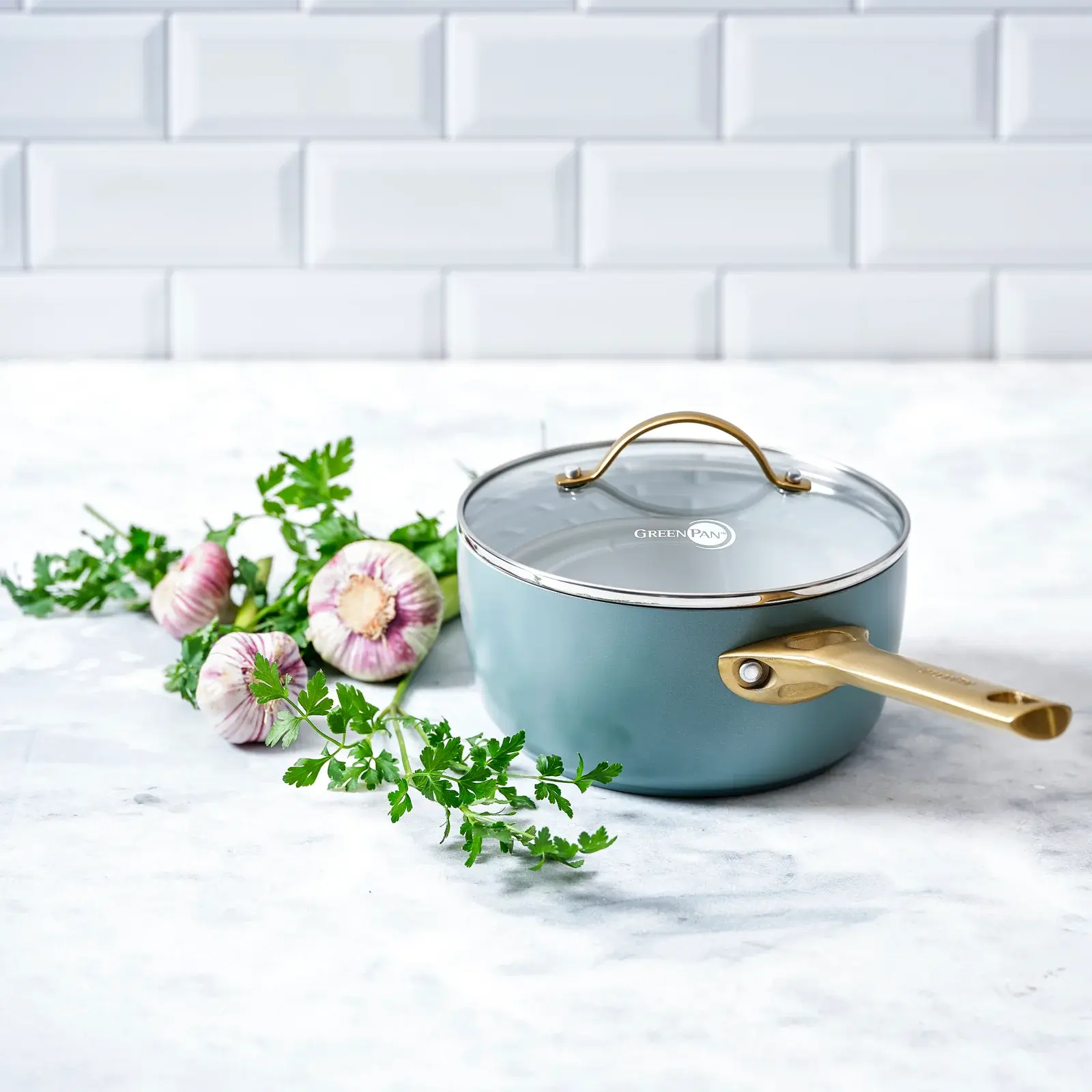 Rajnica s nepriľnavým keramickým povrchom so sklenenou pokrievkou, 18 cm, zelená