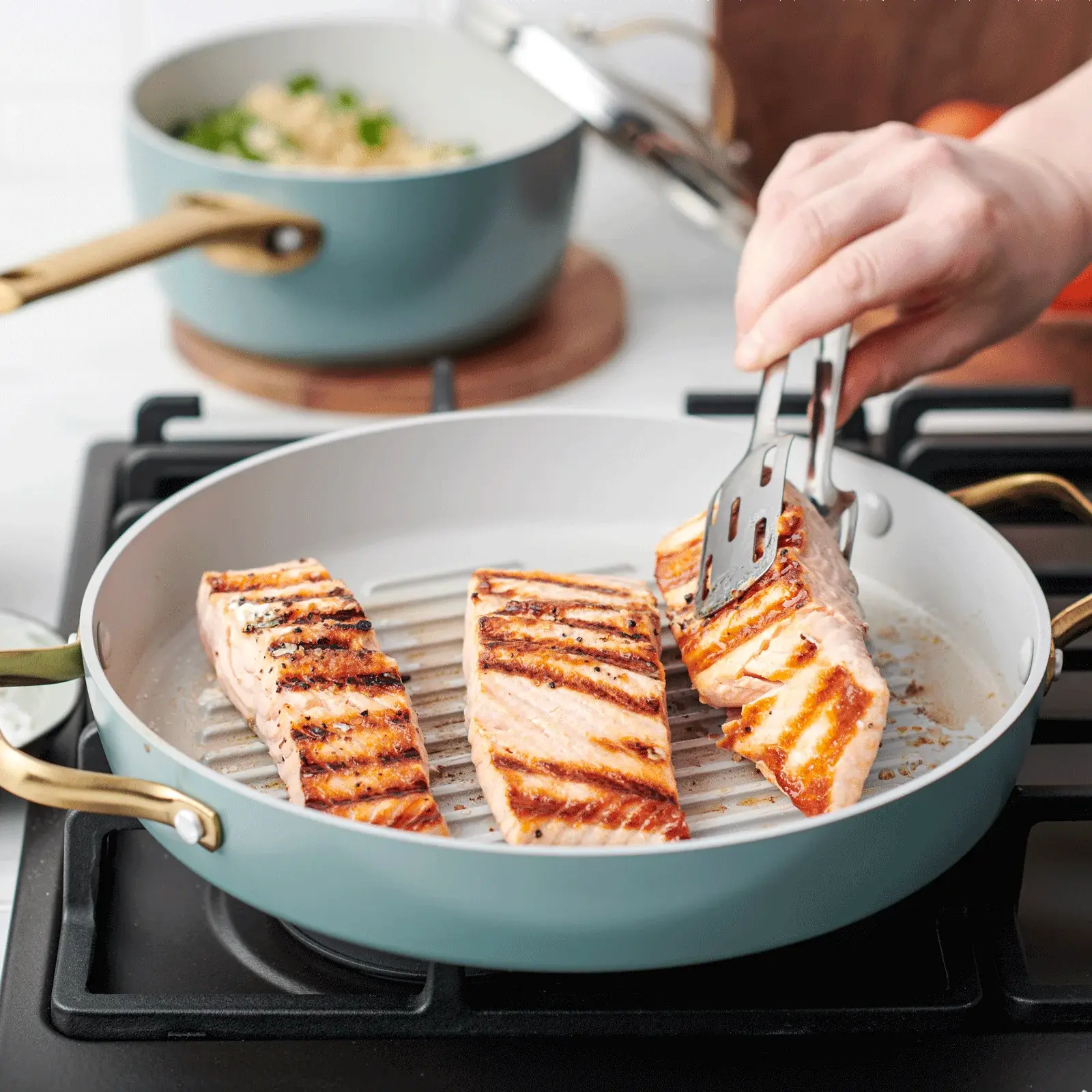 Nepriľnavá keramická grilovacia panvica Padova 28 cm, zelená