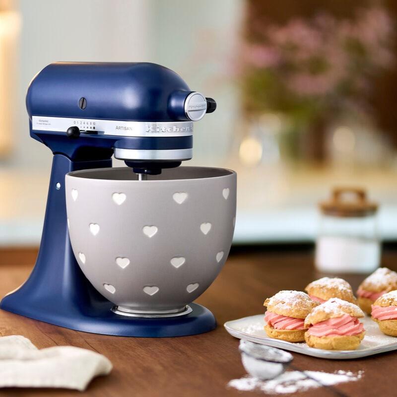 Keramická misa 4,83l, Srdcia, sivá