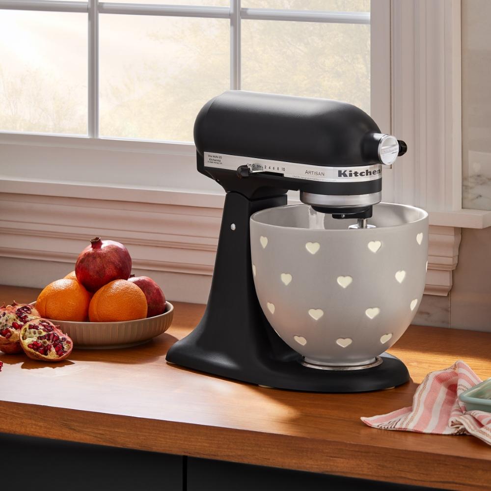 Keramická misa 4,83l, Srdcia, sivá