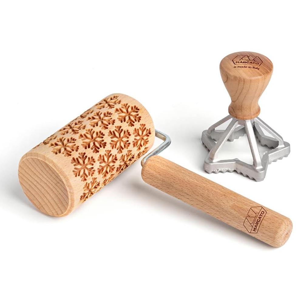 Sada na pečivo: vykrajovač hviezda + embosovaný valček, vločky